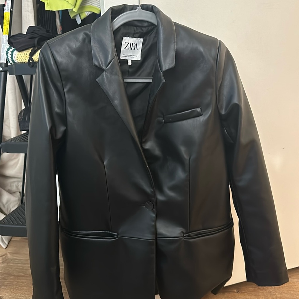 Zara oversized leather jacket